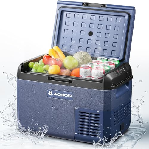 AAOBOSI Kompressor Kühlbox 25L, Tragbare Elektrische Kühlbox 12V/230V, IPX4 Wasserdicht, -20°C bis 20°C – Ideal für Auto, LKW, Boot, Camping, Reisen, Fischen, Garten & Outdoor-Aktivitäten