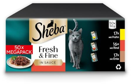 Sheba CATCARE Pouch Wet Fresh & FINE (Meat) Chunks IN Gravy Adult 50G Multipack Standard