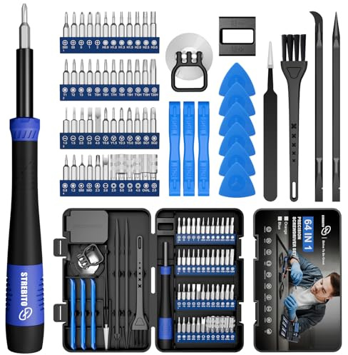 STREBITO feinmechaniker schraubendreher Set mit bits Hex,Torx für PC Laptop | Mini schraubenzieher magnetisierten Bits für Computer, Laptop, MacBook, Tablet, Telefon, Spielkonsolen, Controller, Brillen