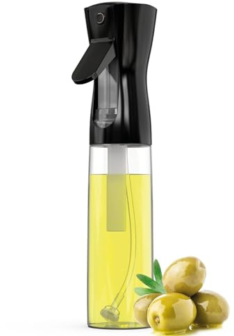 ActivoTex Ölspray für die Küche Öl sprühflasche Olivenöl Spray Salat Öilspender Speiseöl Öl- und Essigsprüher. Kochspray Küchen Gadget Airfryer Zitrone, Schwarz