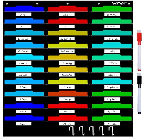 Vantasii Wandbehang Ordner Datei Organizer mit 30 Taschen für Dateien Scrapbook Papiere Magazine Organisation mit 30 Karten zur Etikettierung (wiederverwendbar)