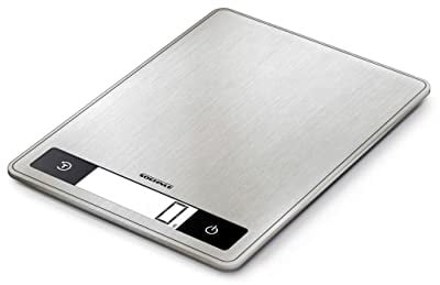 Soehnle Page Profi 200, digitale Küchenwaage silber aus Edelstahl, Gewicht bis zu 15 kg (1-g-genau), Haushaltswaage mit patentierter Sensor-Touch-Funktion, elektronische Waage inkl. Batterien