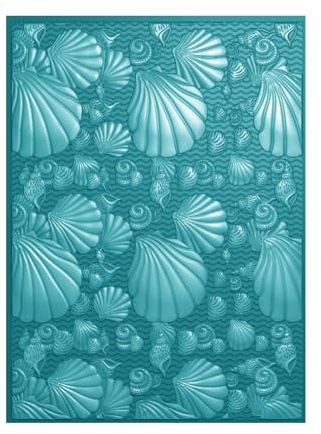 3D-Prägeschablone für Kartenherstellung, Muscheln, Kunststoff, Prägeschablone, Texturvorlage für DIY, Scrapbooking, Papierbasteln, Kunstbedarf, Handarbeit, Basteln, Sommer, Geburtstag, Hochzeit