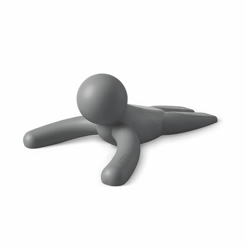 Umbra Buddy Türstopper – Robuster Türstopper für den unteren Teil der Tür, rutschfest, flexibel, weich, schützt den Boden, Grau