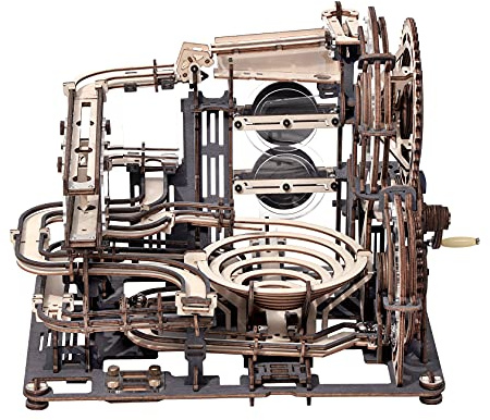 ROKR Kugelbahn Bausatz Murmeln holzbausatz 3D Holzpuzzle, Night City, LGA01 | 3D Holzpuzzle für Kinder und Erwachsene mit 10 Stahlkugeln, Marble Night City