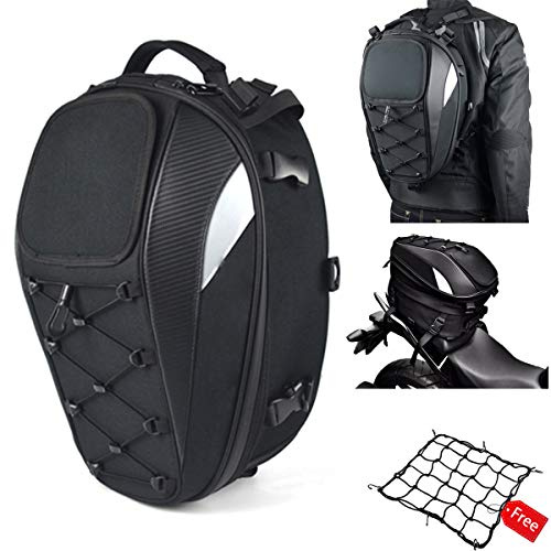 Motorrad Hecktasche Wasserdicht, Universelle Motorradtasche für Helme | Erweiterbare Helmtasche mit Regenhülle und Schultergurt,Rucksack mit Doppelfunktion und zusätzlichem Gepäcknetz