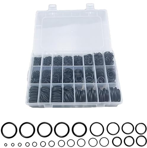 Wjelet 1200 Stück 24 Größen O-Ring Sortiment, Universal Nitrilkautschuk dichtungen, Ölbeständig Gummi Dichtungsringe Set für Auto Klimaanlage Reparatur Industrie Sanitär Luft- oder Gasanschlüsse