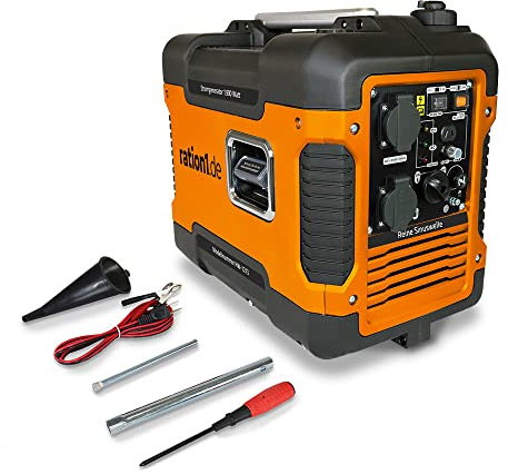 ration1 Notstromaggregat Benzin leise, Stromerzeuger, Inverter | 4-Takt Motor, USB, 230 V Steckdosen, 12 V Anschluss, Stromaggregat für Stromausfall, Camping, Garage, Wohnwagen, Baustelle