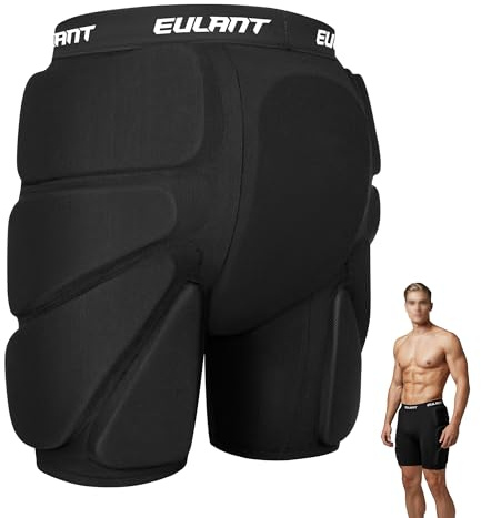 EULANT Schutz Gepolsterte Shorts für Snowboarding / Skifahren / Ice Skate / Rollerskiing / Biker, Hüft-Po-Schutz, 3D Schutzpads für Hüfte / Butt / Tailbone,M