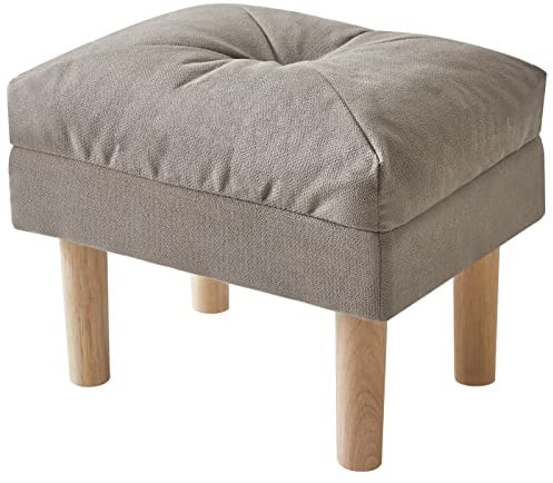 YMYNY Fußhocker Sitzhocker mit Holzbeinen, fußbank Hocker mit Leinenoptik Polsterhocker, Große Sitzfläche, Rutschfesten Plastikbeinen, für Schlafzimmer, Wohnzimmer, 40 x 29 x 32CM, Grau HBD023G