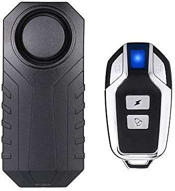 Mengshen Drahtlose Motorrad Fahrrad Alarm, Diebstahlsicherung Alarm Mit Fernbedienung, IP55 Wasserdicht, 113 dB Super Laut (Schwarz)
