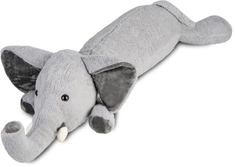 Nuffeldöns Seitenschläferkissen Elefant für Kinder, Kuschelkissen, Kuscheltier XXL Plüschtier, Stofftier, Schmusekissen, Grau 100cm