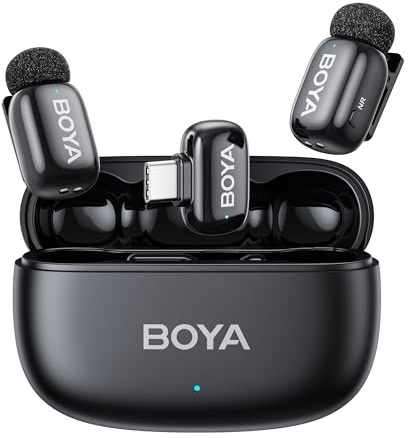 BOYA MINI 2 Mikrofon Handy, 48kHz/24Bit, 100m, 30h, USB-C Mini Mikrofon für iPhone 15 16 17 Serie, Android, Kabelloses Lavalier-Mikrofon, Ansteckmikrofon für Vlogging, Streaming, YouTube, Interview