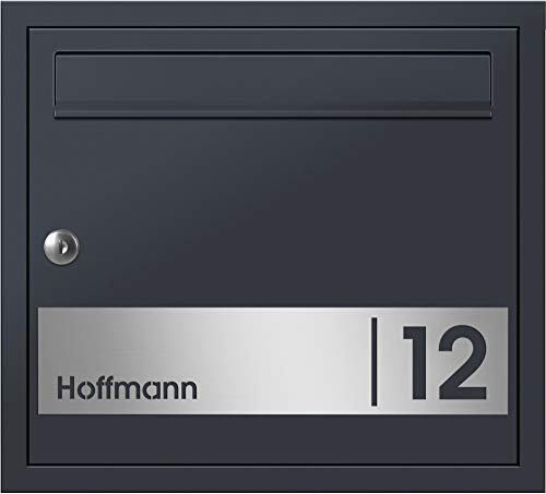 Frabox Design Unterputz - Briefkasten Oleva Anthrazitgrau RAL 7016 mit Hausnummer & Namen