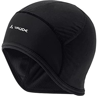 VAUDE Bike Cap, warme Helm- Unterziehmütz, Winddicht & atmungsaktiv, wasserabweisend & schnelltrocknend, Black/White, S