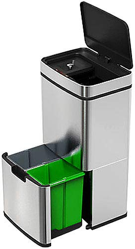 infactory Mülleimer System: Design-Mülltrenn-System mit Sensor, 4 Behälter, Edelstahl, 75 Liter (Mülltrennsystem, Mülltrennsystem Design, Müll)