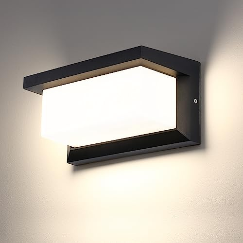 Lightsjoy LED Aussenlampe Wand IP66 18W Wandleuchte Aussen, Neutralweiß | 4000K 1800LM, rechteckige Außenleuchte, Wandlampe aussen aus Aluminium, Ausenbeleutung Hauswand für Veranda Garage Terrasse
