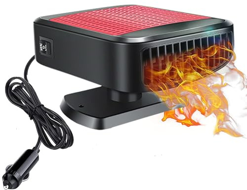 Jaaduem 12V 200W Auto heizung, tragbare Auto heizung und entfroster, Windschutz scheibenentfeuchter, 2 in 1 Heizung & Kühlung Schnelle Windschutz scheibenentfroster mit 360° Drehung für Fahrzeug