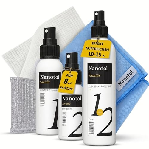 Nanotol Duschglasversiegelung Set – Glasversiegelung Dusche | Nanoversiegelung mit Easy-to-Clean Effekt für die Dusche - gegen Kalkanhaftung auf Duschglas, Fliesen & Armatur