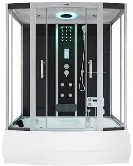 Home Deluxe - Dampfdusche DIAMOND, Schwarz, Maße: 170 x 90 x 220 cm - inkl. Radio, Regendusche und komplettem Zubehör I Dampfsauna, Badewanne, Whirlpool, Dusche