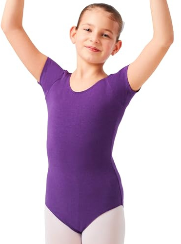 tanzmuster Ballettanzug Mädchen Kurzarm - Sally - Gr. 92-170 - aus weicher Baumwolle - Ballettbody Kinder Ballett Trikot