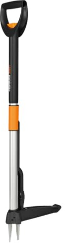 Fiskars Teleskop-Unkrautstecher, Länge 1 - 1,19 m, Rostfreie Stahl-Arme/Kunststoffgriff, Schwarz/Orange, Smart-Fit, 1020125