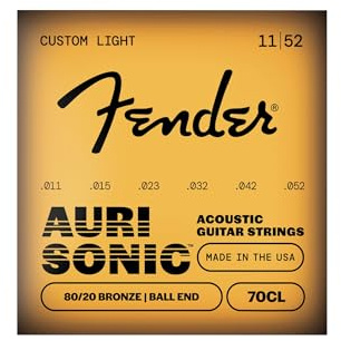 Fender 80/20 Bronze Acoustic Strings, Ball End, 70CL .011-.052 Gauges, (6)