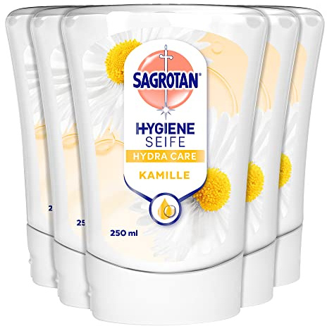 Sagrotan No-Touch Nachfüller Kamille – Für den automatischen Seifenspender – 5 x 250 ml Handseife