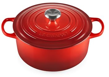 Le Creuset Signature Gusseisen-Bräter mit Deckel, Ø 26 cm, Rund, Für alle Herdarten und Induktion geeignet, Volumen: 5,3 l, 5,135 kg, Kirschrot, 21177260602430