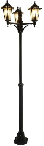 Dapo Außen-Garten-Steh-Wege-Leuchte-Lampe KINGSTON XXL 3 flg. schwarz IP44 Aluminium Druckguss Wege-Straßen-Laterne-Leuchte-Lampe