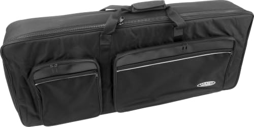 Classic Cantabile Keyboardtasche mit Rucksackgurten, Schwarz, Größe D | Nylongewebe, reiß- und wasserfest, Schaumstoffpolsterung, Rucksackgurte, 2 Außentaschen, Innenmaß 140 x 38 x 15 cm