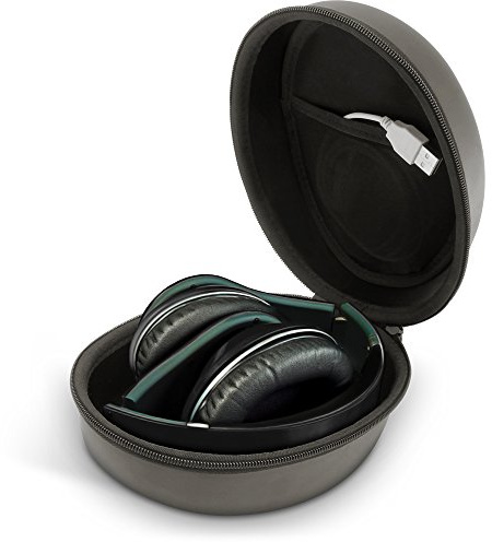 iGadgitz U5415 Eva-Reißverschluss mit Hartschalenkoffer für Faltbare Over-Ear-Kopfhörer - Schwarz