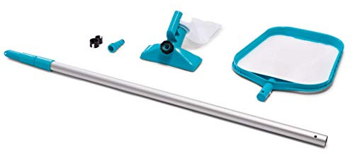 INTEX 3-tlg Pool Reinigungsset Pool Vakuumsauger mit Alu-Teleskopstange 2,39m mit wechselbaren Sauger & Skimmer Poolreiniger Bodensauger Aufstellpools (28002)