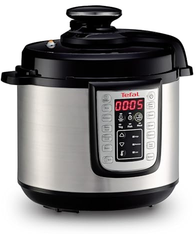 Tefal Fast & Delicious Multikocher, elektrischer Schnellkochtopf, 25 automatische Programme, großes Fassungsvermögen von 6 L, einstellbare Temperatur, inkl. Rezeptheft, Schwarz/Edelstahl, CY505EF0