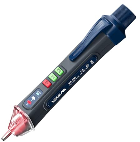 Spannungsprüfer Berührungslos Klein mit Buzzer, AC Stromprüfer Leitungssuchgerät mit Taschenlampe, Kabelbruch-Suchgerät Stift Durchgangsprüfer für Steckdose Schaltschrank 12/48v~1000v