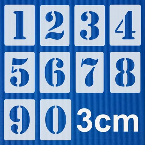 Zahlenschablone Nr.05 | Zahlenhöhe 3cm | 1 Satz Zahlen 0-9 | 10 einzelne Schablonen | Vorlagen zum Basteln, Malen & Gestalten