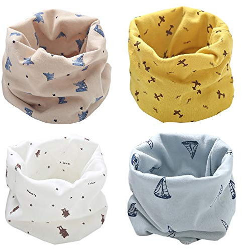 Schlauchschal Kinder, 4 Stück Loop Schal Kinder Winter Baumwolle Halstücher Halstuch Nackenwärmer für Baby Jungen Mädchen Winddicht Warm Multifunktionstuch Rundschal für Winter Herbst Frühling
