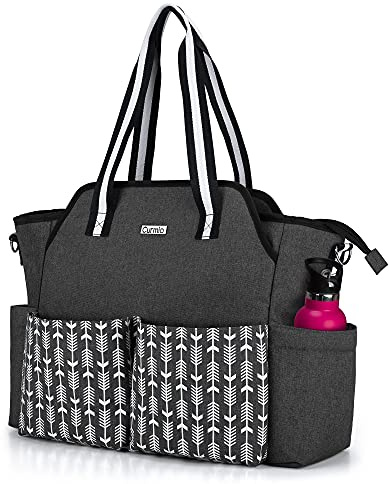 CURMIO Lehrertasche Damen, Lehrer Arbeitstasche mit Laptopfach, Schwarz | Tragbare Aktentaschen, Abnehmbare Schultergurt, Mehrere Taschen, für Lehrer/ Krankenschwestern/ Universität/ Business
