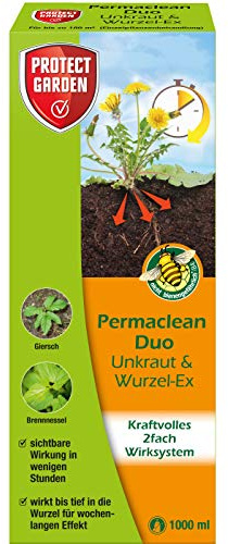 PROTECT GARDEN Permaclean Duo Unkraut & Wurzel Ex, Unkrautvernichter mit Zweifachwirkung gegen Unkräuter und Ungräser, 1000 ml Konzentrat