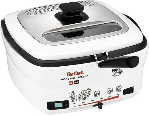 Tefal Multi-Funktions-Fritteuse Versalio Deluxe 9-In-1, Kapazität 1,3 Kg, Inkl. Pfannenwender, Braten, Frittieren, Köcheln, Regelbare Temperatur, Timer, weiß, FR4950