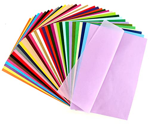 400 Blatt Transparentpapier Bunt, 36 Farben Seidenpapier, Tissue Paper DIN A4, Verpackungsmaterial für Weihnachten Geburtstag Hochzeit Dekoration