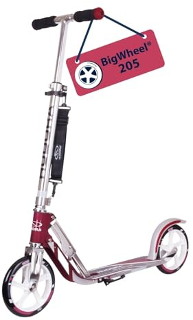HUDORA 14764/01 BigWheel 205-Das Original mit RX Pro Technologie-Tret-Roller klappbar-City-Scooter, Magenta/Silber