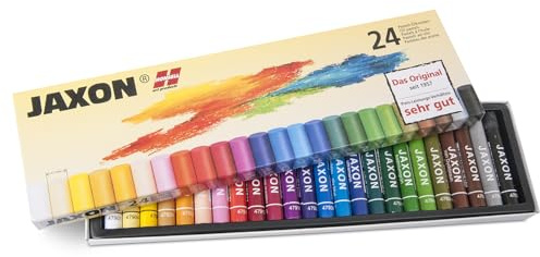 Honsell 47424 - Jaxon Ölpastellkreide, 24er Set im Kartonetui, brillante, lichtechte Farben, ideal für Künstler, Hobbymaler, Kinder, Schule, Kunstunterricht, frei von Schadstoffen