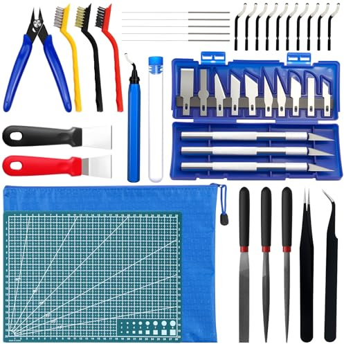 3D Drucker Tool Kit, 42 PCS Modell-Nachbearbeitung 3D Drucker Werkzeug Kit | 3D Drucker Zubehör, Düsenreinigungsset, Abschluss, Entgratungs, Entfernungswerkzeuge, Reinigungsnadeln, für alle 3D Drucker