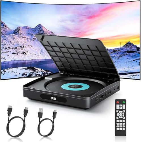 WOLFANG DVD-Player für Fernseher mit HDMI, Full HD Multi Region, Fernbedienung und Typ-C-Kabel, CD-Player für Heim-Stereoanlage, USB-Anschluss (Nicht Blu-ray)
