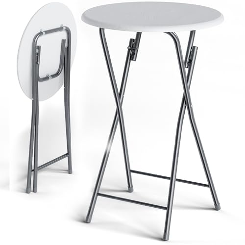 Casaria® Stehtisch Klappbar 110cm Hoch Rund Ø 60cm Outdoor Holz Stabil Garten Büffet Bistrotisch Bartisch Biertisch Partytisch Klapptisch Tisch Weiß