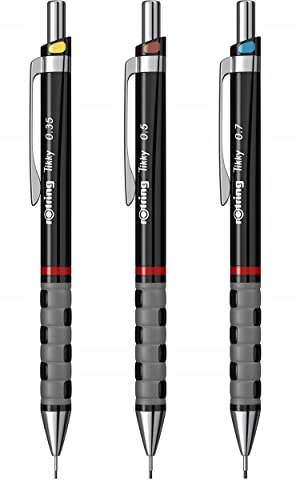 rOtring Tikky Druckbleistift Set | 0,35mm, 0.5mm und 0,7mm | Schwarz | 3-teiliges Set