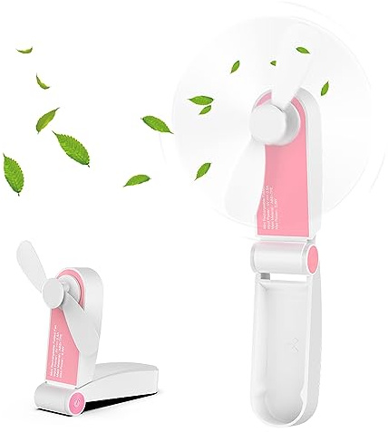 Hianjoo USB Mini Handventilator, Tragbarer Wiederaufladbar Handventilator und Standbar Faltbarer Lüfter für Zuhause Outdoor und Büro [2 Geschwindigkeit Einstellbar] - Pink