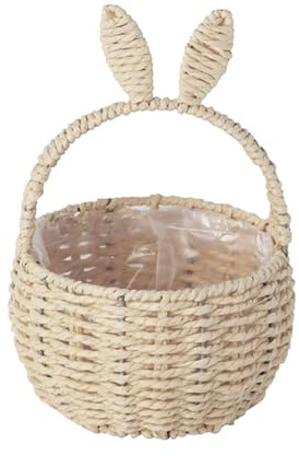 Osterkörbchen Kinder Osterkorb mit Ohren Zum Befüllen, Kleiner Weidenkorb mit Henkel, Blumenmädchen Korb, Rattankorb, Streukorb Hochzeitskorb, Geflochtener Geschenk Korb Klein, Osternest Aufbewahrung