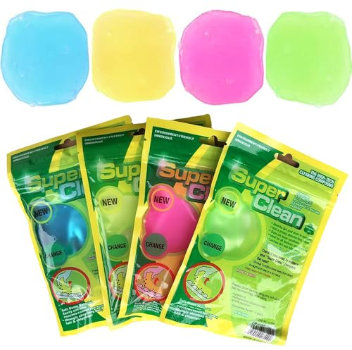 Tastaturreiniger Gel 4 Stück - Tastatur Reinigung Universeller Staubreiniger, Auto Innenraum Reiniger, Keyboard Cleaner für Laptops, Computers, Taschenrechner, Auto Reinigungsset, 80g x 4, Vier Farben